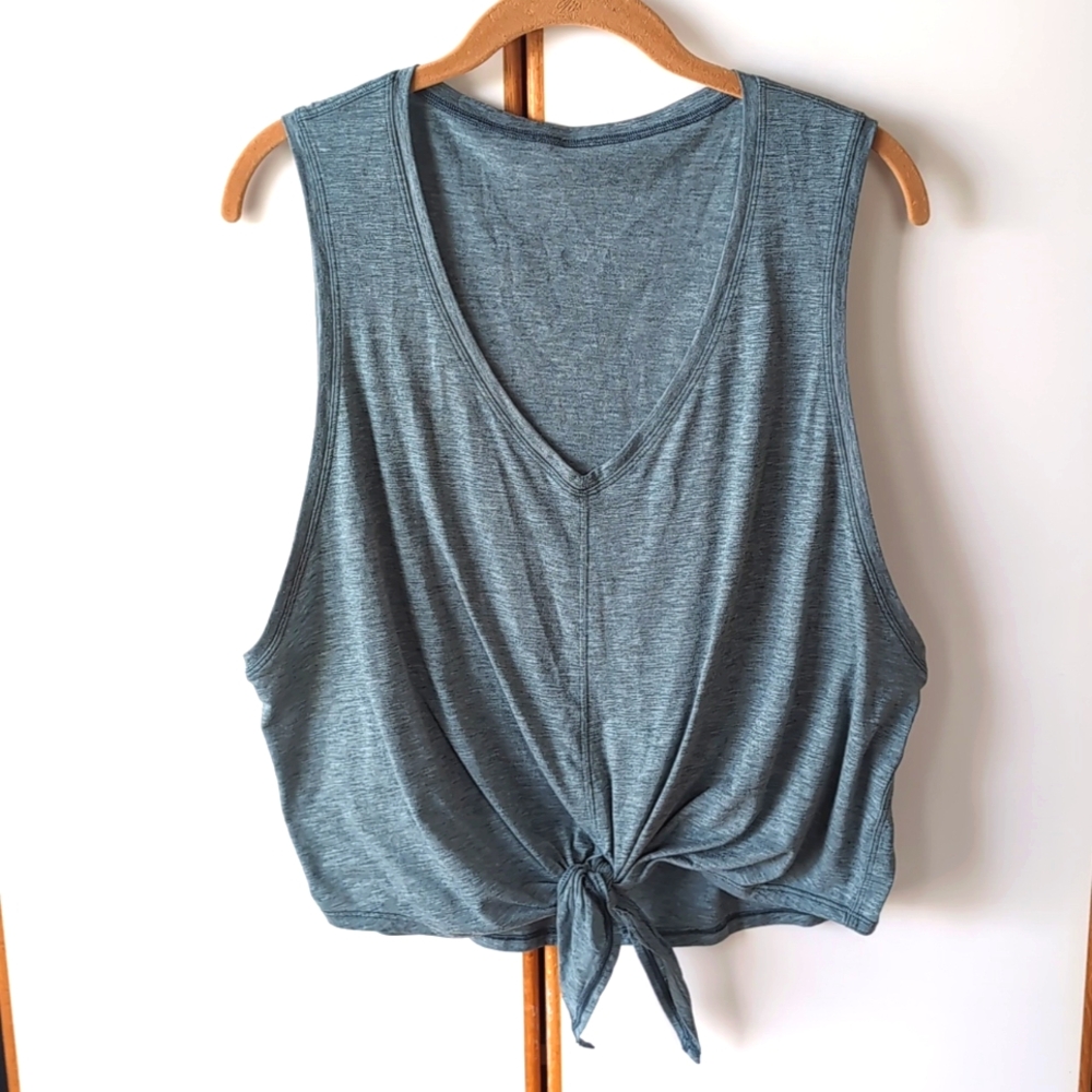 Lululemon Knot Gonna Fly Tank 12 Heathered Deep Cove Green